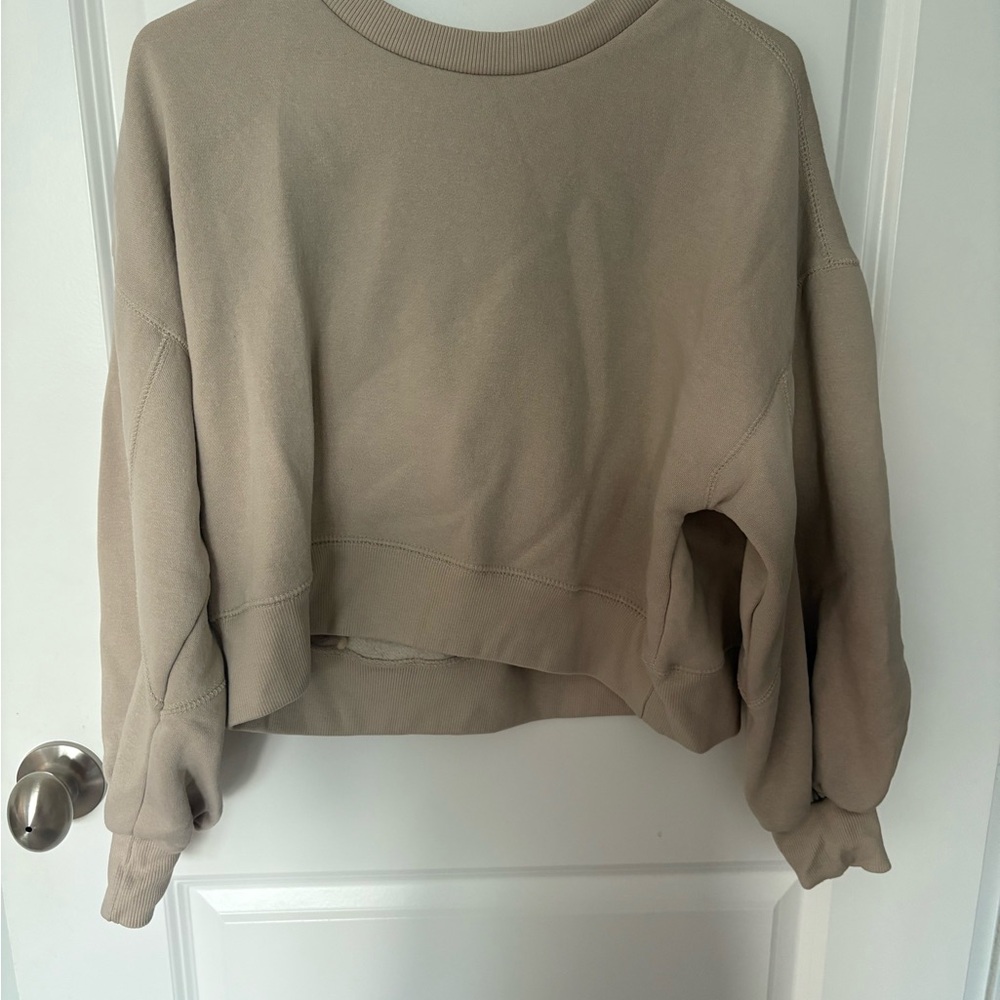 Beige Cropped Sweatshirt